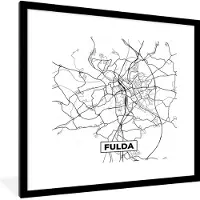 PosterMonkey Fotolijst incl. Poster - Stadskaart - Plattegrond - Kaart - Fulda - 40x40 cm - Posterlijst