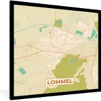 PosterMonkey Fotolijst incl. Poster - Plattegrond - Stadskaart - Vintage - Lommel - Kaart - 40x40 cm - Posterlijst