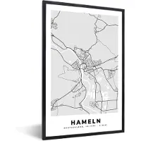 PosterMonkey Fotolijst incl. Poster - Duitsland - Stadskaart - Plattegrond - Kaart - Hameln - 20x30 cm - Posterlijst