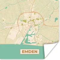 PosterMonkey Poster Plattegrond - Kaart - Stadskaart - Emden - Vintage - 100x100 cm XXL