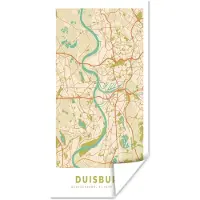 PosterMonkey Poster Vintage - Kaart - Duisburg - Plattegrond - Stadskaart - 60x120 cm