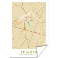 PosterMonkey Poster Kaart - Vintage - Plattegrond - Stadskaart - Edingen - 20x30 cm