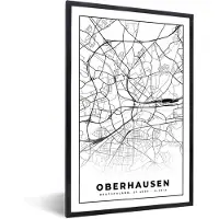 PosterMonkey Fotolijst incl. Poster - Kaart - Oberhausen - Stadskaart - Plattegrond - 60x90 cm - Posterlijst
