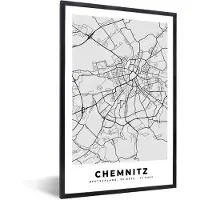 PosterMonkey Fotolijst incl. Poster - Stadskaart - Duitsland - Chemnitz - Plattegrond - Kaart - 20x30 cm - Posterlijst
