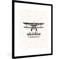 PosterMonkey Fotolijst incl. Poster - Spreuken - Quotes - Adventure awaits - Vliegen - 60x80 cm - Posterlijst