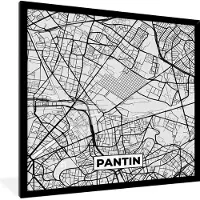 PosterMonkey Fotolijst incl. Poster - Kaart - Stadskaart - Frankrijk - Pantin - Plattegrond - 40x40 cm - Posterlijst