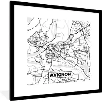 PosterMonkey Fotolijst incl. Poster - Stadskaart - Plattegrond - Kaart - Frankrijk - 40x40 cm - Posterlijst