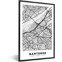 PosterMonkey Fotolijst incl. Poster - Kaart - Frankrijk - Stadskaart - Plattegrond - Nanterre - 20x30 cm - Posterlijst