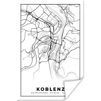 PosterMonkey Poster Koblenz - Plattegrond - Kaart - Stadskaart - 80x120 cm