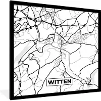 PosterMonkey Fotolijst incl. Poster - Plattegrond - Witten - Kaart - Stadskaart - 40x40 cm - Posterlijst