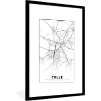 PosterMonkey Fotolijst incl. Poster - Plattegrond - Stadskaart - Celle - Kaart - 60x90 cm - Posterlijst