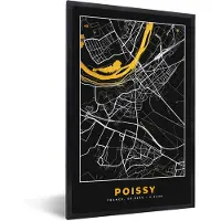 PosterMonkey Fotolijst incl. Poster - Kaart - Stadskaart - Plattegrond - Poissy - Frankrijk - 80x120 cm - Posterlijst