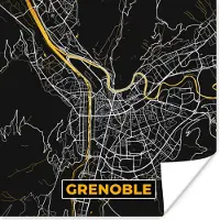 PosterMonkey Poster Grenoble – Plattegrond – Frankrijk – Kaart – Stadskaart - 75x75 cm