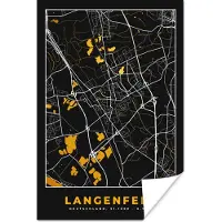 PosterMonkey Poster Black and Gold – Stadskaart – Langenfeld – Duitsland – Plattegrond – Kaart - 40x60 cm
