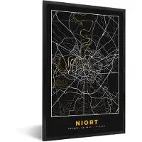 PosterMonkey Fotolijst incl. Poster - Plattegrond – Niort – Stadskaart – Kaart – Frankrijk - 20x30 cm - Posterlijst