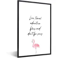 PosterMonkey Fotolijst incl. Poster - Spreuken - Quotes - Live, travel, adventure, bless and don't be sorry - Reizen - 60x90 cm - Posterlijst
