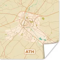 PosterMonkey Poster Kaart - België - Ath - Stadskaart - Plattegrond - 50x50 cm