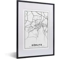 PosterMonkey Fotolijst incl. Poster - Görlitz - Plattegrond - Kaart - Stadskaart - 30x40 cm - Posterlijst