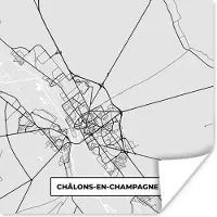 PosterMonkey Poster Plattegrond – Châlons-en-Champagne – Stadskaart – Kaart – Frankrijk - 100x100 cm XXL