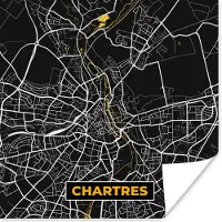 PosterMonkey Poster Plattegrond - Kaart - Chartres - Frankrijk - Stadskaart - 30x30 cm