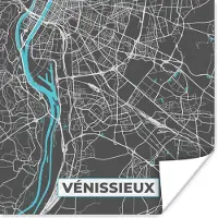 PosterMonkey Poster Frankrijk - Kaart - Stadskaart - Plattegrond - Vénissieux - 75x75 cm