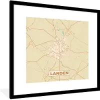 PosterMonkey Fotolijst incl. Poster - Plattegrond - Landen - Vintage - Stadskaart - Kaart - 40x40 cm - Posterlijst