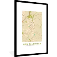 PosterMonkey Fotolijst incl. Poster - Bad Salzuflen - Stadskaart - Vintage - Kaart - Plattegrond - 80x120 cm - Posterlijst
