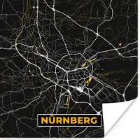 PosterMonkey Poster Neurenberg - Stadskaart - Plattegrond - Kaart - Goud - Duitsland - 75x75 cm