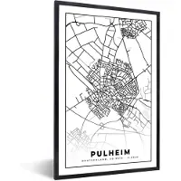 PosterMonkey Fotolijst incl. Poster - Kaart - Pulheim - Stadskaart - Plattegrond - 80x120 cm - Posterlijst