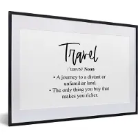 PosterMonkey Fotolijst incl. Poster - Spreuken - Quotes - The only thing you buy that makes you richer - Travel - 60x40 cm - Posterlijst
