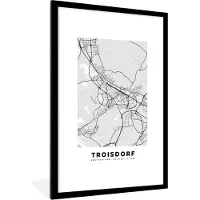PosterMonkey Fotolijst incl. Poster - Kaart - Troisdorf - Duitsland - Plattegrond - Stadskaart - 80x120 cm - Posterlijst