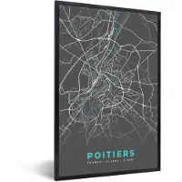 PosterMonkey Fotolijst incl. Poster - Poitiers - Frankrijk - Plattegrond - Kaart - Stadskaart - 40x60 cm - Posterlijst