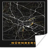 PosterMonkey Poster Neurenberg - Stadskaart - Plattegrond - Kaart - Goud - Duitsland - 75x75 cm