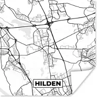 PosterMonkey Poster Plattegrond - Hilden - Kaart - Stadskaart - 100x100 cm XXL