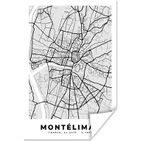 PosterMonkey Poster Kaart – Stadskaart – Frankrijk - Montélimar - Plattegrond - 20x30 cm