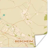 PosterMonkey Poster Plattegrond - Bergheim - Vintage - Kaart - Stadskaart - 30x30 cm