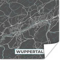 PosterMonkey Poster Plattegrond – Wuppertal – Blauw – Stadskaart – Kaart - Duitsland - 75x75 cm