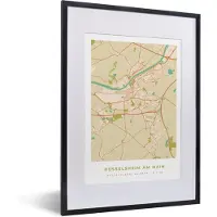 PosterMonkey Fotolijst incl. Poster - Plattegrond - Vintage - Kaart - Rüssel am Main - Stadskaart - 30x40 cm - Posterlijst