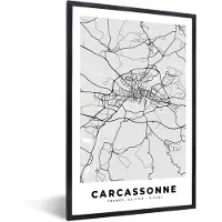 PosterMonkey Fotolijst incl. Poster - Plattegrond – Carcassonne – Stadskaart – Kaart – Frankrijk - 20x30 cm - Posterlijst