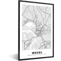 PosterMonkey Fotolijst incl. Poster - Duitlsand - Wesel - Plattegrond - Stadskaart - Kaart - 20x30 cm - Posterlijst