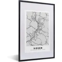 PosterMonkey Fotolijst incl. Poster - Duitsland - Plattegrond - Siegen - Kaart - Stadskaart - 40x60 cm - Posterlijst