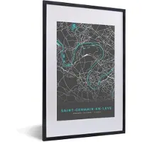 PosterMonkey Fotolijst incl. Poster - Saint-Germain-en-Laye - Stadskaart - Kaart - Plattegrond - Frankrijk - 40x60 cm - Posterlijst