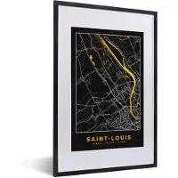 PosterMonkey Fotolijst incl. Poster - Stadskaart - Frankrijk - Plattegrond - kaart - Saint-Louis - 40x60 cm - Posterlijst