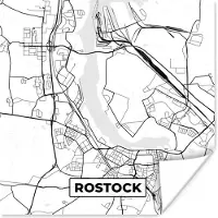 PosterMonkey Poster Kaart - Rostock - Plattegrond - Stadskaart - 50x50 cm