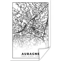 PosterMonkey Poster Plattegrond - Kaart - Frankrijk - Stadskaart - Aubagne - Zwart wit - 20x30 cm