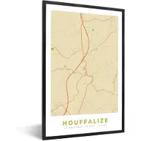 PosterMonkey Fotolijst incl. Poster - Plattegrond - Kaart - België - Houffalize - Kaart - 80x120 cm - Posterlijst - Stadskaart