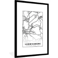 PosterMonkey Fotolijst incl. Poster - Stadskaart - Plattegrond - Ludwigsburg - Kaart - 80x120 cm - Posterlijst