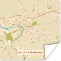 PosterMonkey Poster Plattegrond - Vintage - Aschaffenburg - Kaart - Stadskaart - 75x75 cm