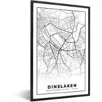 PosterMonkey Fotolijst incl. Poster - Stadskaart - Kaart - Dinslaken - Plattegrond - 40x60 cm - Posterlijst