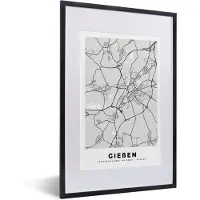 PosterMonkey Fotolijst incl. Poster - Duitsland - Stadskaart - Plattegrond - Gieẞen - Kaart - 40x60 cm - Posterlijst